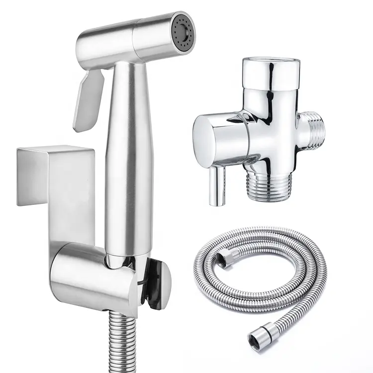 Kaiping Hot Selling Handheld Bidet Sproeier Sus304 Shattaf Set Badkamer Accessoires Wc Jet Sproeier Gun Met T-Ventiel