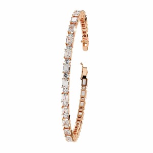 IGI Certified Round & Emerald Cut Lab Grown Diamond Tennis Bracelet in 9K Yellow / White / Rose Gold - Product Image 3