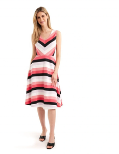 Vente directe usine – Nouvelle robe sexy sans manches, longueur genou, grande taille pour femme, col en V, blocs de couleur contrastants - Product Image 5