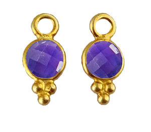 Pierre précieuse ronde Turquoise en Vermeil doré, pendentifs de 4mm, ronde en argent Sterling 925, pendentif de pierre de naissance, bijoux - Product Image 2