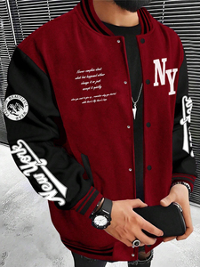 แจ็คเก็ตหนังวูลแบบกำหนดเองสำหรับผู้ชาย แจ็คเก็ต Letterman ปักลายสำหรับวิทยาลัย แจ็คเก็ตลำลองสำหรับผู้ชาย เสื้อผ้าสตรีทแวร์ ผู้ผลิต OEM จัดหา - Product Image 4