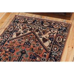 Alfombra de 3.5x12.3 pies, Alfombra Turca Vintage, Alfombra Geométrica Azul Marrón - Product Image 5