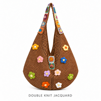 Sac fourre-tout en tissu jacquard double tricot, réutilisable, écologique, avec logo personnalisé, vente en gros directe d'usine