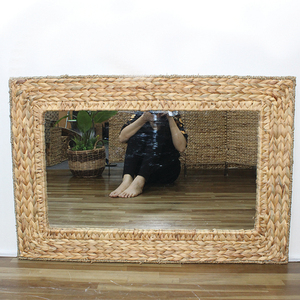 Artex Dong Thap Factory Handmade Rectangular <b>Mirror</b> with Water Hyacinth Woven Frame Natural <b>Wall</b> Decor Crafts Vietnam - Product Image 3
