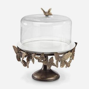 Unique Metal <b>Cake</b> Stand With <b>Glass</b> <b>Dome</b> Ideal For Displaying Homemade And Bakery Style <b>Cakes</b> Professionally - Product Image 1