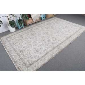 Grand tapis vintage 6,2x9,9 pi (188x301 cm), tapis turc blanc à bordures - Product Image 4