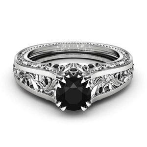 Bague de fiançailles RITZIN en or rose avec diamant noir taille ronde serti de griffes pour femme - Product Image 2