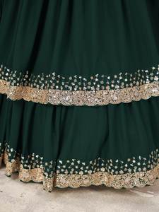 Conjunto de Lehenga Choli de Georgette Verde Real, Blusa Bordada con Lentejuelas Zari, Dupatta de Malla Suave, Estilo Bollywood, Ropa de Fiesta, Largo hasta el Suelo - Product Image 6