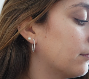 Pendientes chapados en plata de ley 925 sólida, pendientes de aro de diamante natural para mujer, joyería de moda - Product Image 3