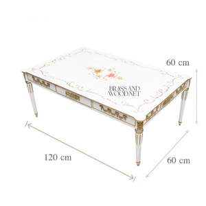 Juego de Mesa de Centro de Madera Clásico de Lujo en Blanco y Dorado - Product Image 5