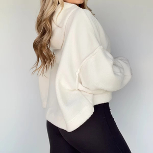 Sweat à capuche oversize pour femme, confort décontracté, texture douce en peluche, 100% coton, doublure chaude et respirante pour un style confortable au quotidien - Product Image 5