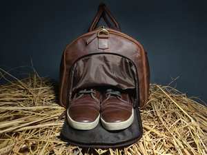 Sac de voyage week-end unisexe vintage en cuir véritable imperméable de grande capacité de luxe personnalisé LTB-0023 avec fermeture à glissière - Product Image 6