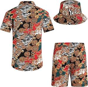 Men's Breathable <b>Hawaiian</b> Casual Summer Sport Suits Comfortable Mens Quarter Zip Polo Shirts and Bottom <b>Shorts</b> Sets Mid Waist - Product Image 2