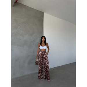 Pantalones Casuales de Satén de Pierna Ancha con Cintura Elástica Alta y Característica Transpirable - Product Image 4