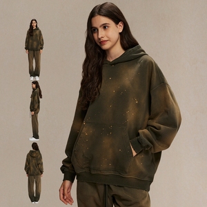 <b>Spray</b> Dyed Heavyweight 450 GSM French Terry Oversized Vintage Distressed Paint Splatter <b>Sun</b> Faded Hoodies Unisex - Product Image 2