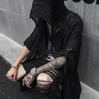 Cardigan long à capuche pour homme, style streetwear, couleur unie, respirant, demi-manches, en polyester tissé