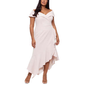 Abito da Sera Corto da Donna XSCAPE in Chiffon Rosa e Cotone, Taglie Forti XL, Stile Vintage Elegante per Club, Abito Estivo Formale - Product Image 1