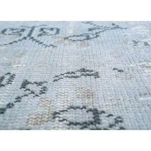 Tapis en laine bleu vintage noué à la main, motif médaillon rectangulaire abstrait, idéal pour la maison, le salon, le couloir, l'entrée et les chambres d'adolescents - Product Image 3