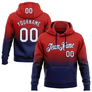 Factory Direct Dropship Industry OEM Custom Stitched Red <b>White</b>-Navy Fade Fashion Sports Pullover <b>Sweatshirt</b> Hoodie - Product Image 1