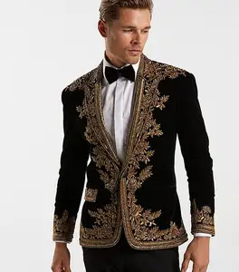 NEWLY--STYLISH---INDO-WESTERN JACKET for MEN WITH HEAVY ZARDOZI Embroidery for WEDDING Dress @ 2022 - Product Image 1