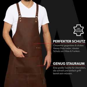 Premium Customized Logo Printed <b>Leather</b> Workshop <b>Apron</b> with Pockets Protective <b>Leather</b> <b>Apron</b> for Blacksmiths and Welders - Product Image 2