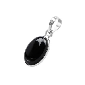 Onyx noir forme ovale couleur noire pierre précieuse 925 collier en argent Sterling cadeau de mariage parfait pour l'amour avec 925 bijoux estampillés - Product Image 2