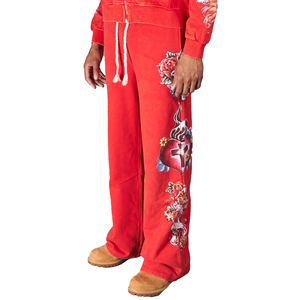 กางเกงวอร์มทรงตรงขาบานผ้าเฟรนช์เทอร์รี่พิมพ์โลโก้ตามสั่ง ผ้าฟลีซเนื้อเบา ระบายอากาศได้ดี ทำจากผ้าฝ้าย - Product Image 2