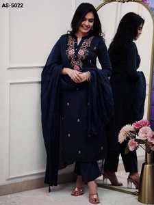 Indian Ethnic Wear Slub Cotton Material Ready to Wear Salwar Kameez <b>Suit</b> with Sequence Embroidery Work Indian Traditional <b>Suit</b> - Product Image 4