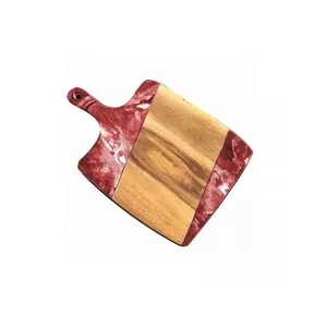 Tabla de cortar de madera de Acacia y resina epoxi de lujo Diseño personalizado Forma rectangular Ideal para queso, pan y preparación de alimentos - Product Image 1