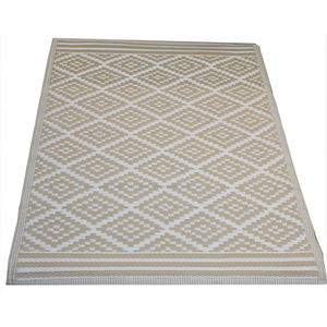Alfombra Reversible Josefine de 120x180cm, Ligera, de Plástico, Color Marrón, para Exteriores, Moderna, Cuadrada, de Polipropileno Reciclado, para Viajes, de Verano - Product Image 4