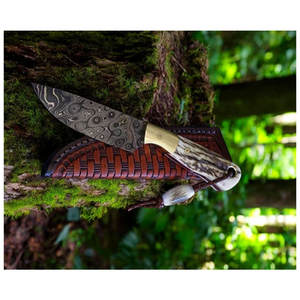 ด้ามจับไม้เขากวางทำด้วยมืองาน OEM ทำจากสแตนเลสเกรดอุตสาหกรรม12นิ้วมีดล่าสัตว์ดีไซน์ฝนตกรับประกัน3ปีสำหรับ DIY - Product Image 5