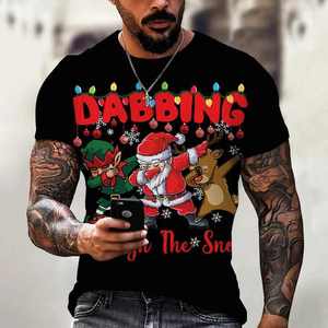 <b>T</b>-<b>shirt</b> For <b>Men</b> 2025 100% Cotton <b>Men's</b> Half Sleeve <b>Christmas</b> <b>T</b>-<b>shirt</b> Crew Neck Graphic Wholesale Custom Top <b>T</b>-<b>shirt</b> for <b>Men</b> - Product Image 3