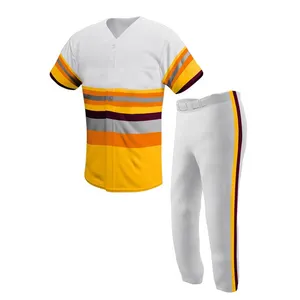 Uniforme de béisbol impreso por sublimación personalizado de alta calidad, uniforme de béisbol con logotipo impreso personalizado a precio barato