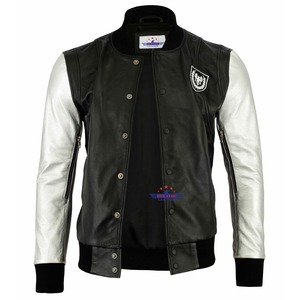 Premium Quality Inspired Varsity <b>Jacket</b> Stylish <b>Mens</b> Black Wool <b>White</b> Leather Sleeve Outerwear - Product Image 4