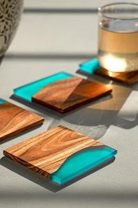 ชุดที่รองแก้วไม้และเรซินอีพ็อกซี่ GARDEN-THEMED ถาดรองแก้วแบบมีสไตล์ราคาดีสำหรับงานฝีมือจากช่างฝีมือ - Product Image 2