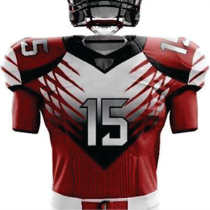 Personalizado blanco carmesí 100% poliéster sublimado uniforme de fútbol americano para los hombres transpirable aparejos sarga equipo delantero corto - Product Image 2