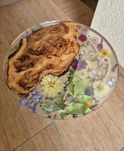 Table basse en bois de noyer massif écologique personnalisée élégante et luxueuse avec résine époxy, design floral pour hôtels - Product Image 3