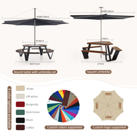 Parasol personnalisé avec impression de logo, ensemble de parasols pour café, terrasse extérieure, table en teck, usage commercial, hôtel, parasol de patio de 3 m