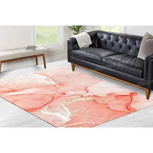 Tapis imprimé marbre corail et or : Décoration de luxe pour couloir, cuisine, mariage, tapis gobelin - Product Image 3