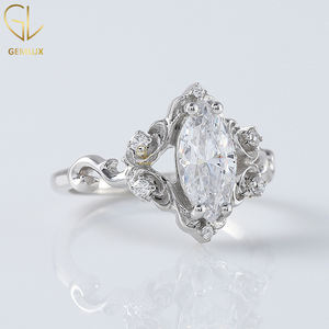 Nouveau Design Vintage Filigrane Bague, 1 CT Marquise Coupe Moissanite Diamant Vintage Style Bague de Fiançailles, Antique Diamant Bague - Product Image 2