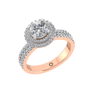 Anillo de compromiso de oro macizo de 14K con doble Halo, Diamante cultivado en laboratorio Original, joyería chapada en rodio personalizada, aniversarios, venta al por mayor - Product Image 1
