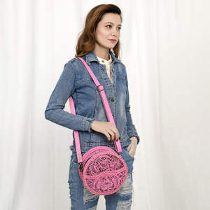 Haute qualité Vintage en cuir véritable sac fourre-tout pour les femmes tendance outillé Western cantine sac grande capacité automne fleurs gland - Product Image 2