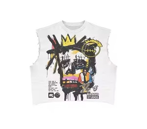 Superventas Unisex 300g Heavyweight French Terry camiseta personalizada serigrafiada colores vibrantes Hip Hop camisetas desgastadas para hombres - Product Image 4