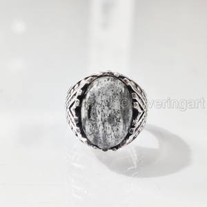 Anillo de Plata de Ley 925 para Hombre al por Mayor con Cuarzo Rutilado Negro Natural, Anillo de Piedra de Nacimiento, Joyería Árabe para Aniversario - Product Image 4