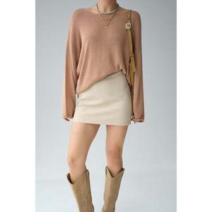 Pull uni beige à manches longues - Product Image 2