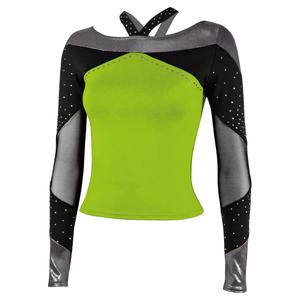 Haut de cheerleading personnalisé en polyester et élasthanne, col halterneck orné de strass, extensible, uniforme de cheerleading scintillant, vente en gros OEM - Product Image 4
