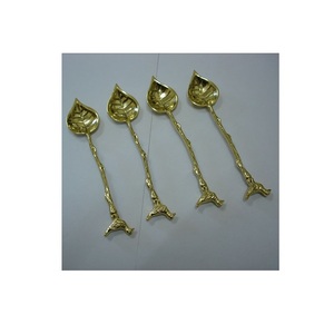 ช้อนส้อมใบหมากฝรั่งทองพร้อมขัดกระจกสําหรับปรับแต่งราคาขายส่งช้อนกาแฟสําหรับโรงแรมและร้านอาหาร - Product Image 1