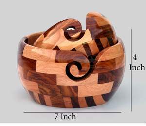 Cuenco de madera tallado a mano de lujo para hilo de ganchillo |   Soporte de Madera Maciza para Hilos de Tejer, para Manualidades y Aficiones - Product Image 6