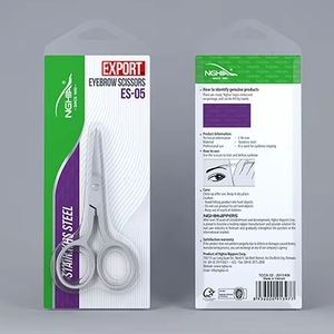 NGHIA Ensemble professionnel de manucure et de pédicure en acier inoxydable de haute qualité, finition gel polie, ES-05 ciseaux à sourcils, pince à cuticules - Product Image 1