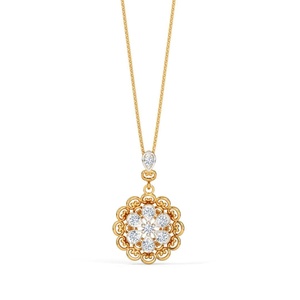 Diseño Floral de tilo 9kt/24kt colgante de oro blanco diamante adornado joyería fina para bodas y regalos de compromiso - Product Image 1